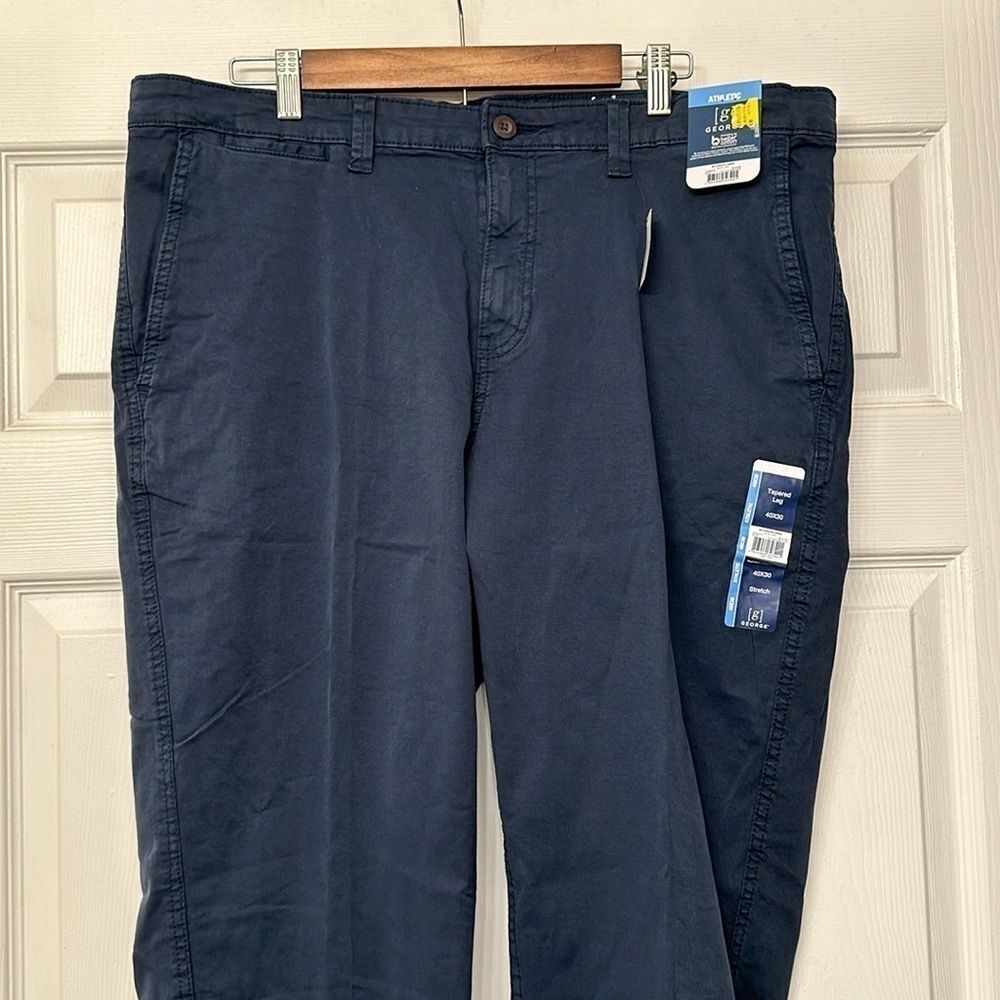 George Men’s 40X30 Tapered Leg Dark Blue Pants